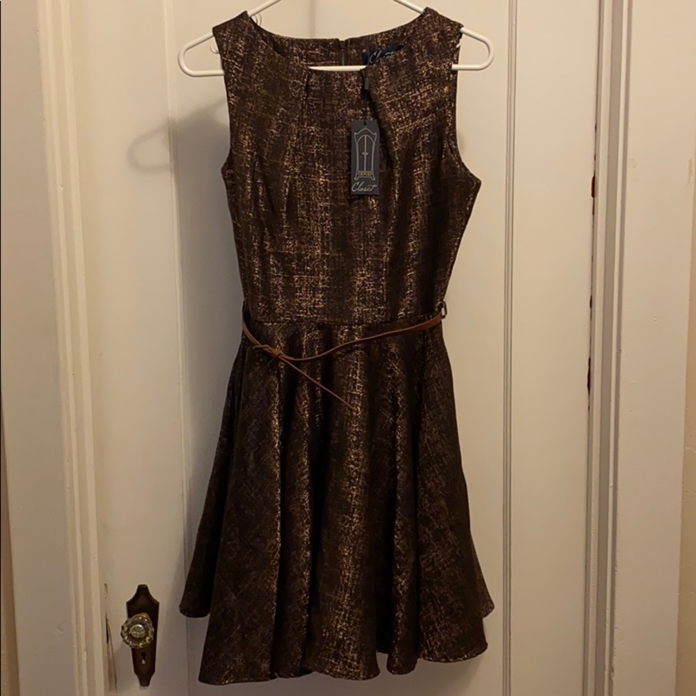 NWT ModCloth Luck Be A Lady Dress in Brown Shimmer